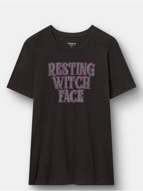 NWT Torrid Black Tee Purple 'Resting Witch Face' Graphic Classic Fit 2X 18/20